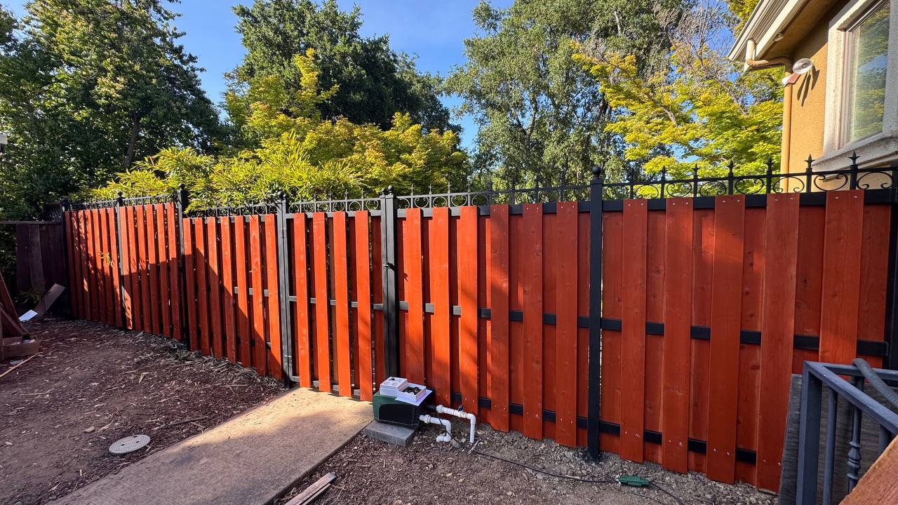 Decorative Iron + Wood Fence